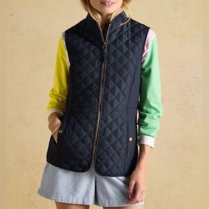 Tommy Hilfiger Navy Blue Quilted Full Zip Vest with Side Zip Pockets
